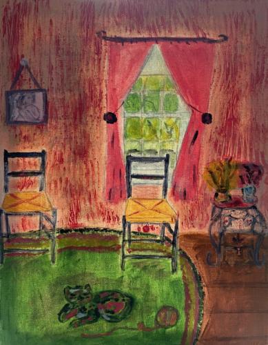 French Room With Cat11”X14”Acrylic