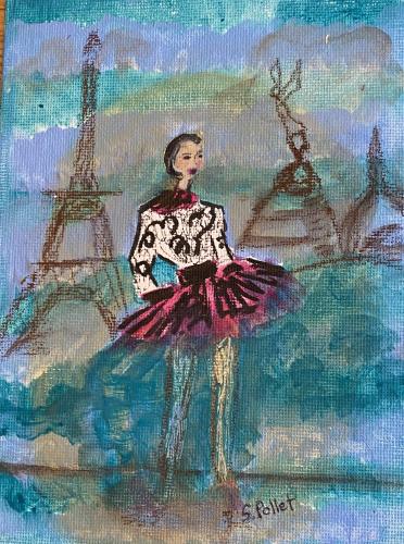 Paris Dreams5” x 7”Acrylic, Conte Pencil, Ink