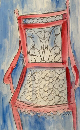 Garden Seating III6”X9”Watercolor and Pencil