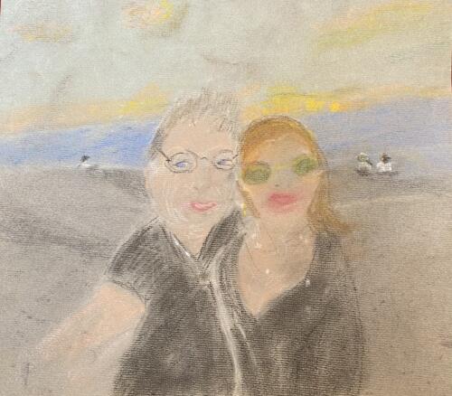 Selfie On The Beach12”X 14”Pastel