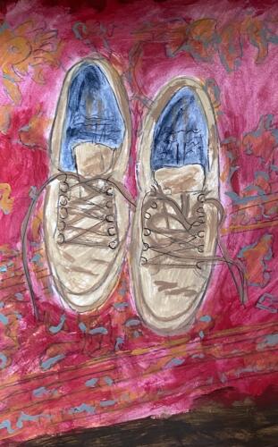 Red Carpet Well Worn Shoes11”X14”Acrylic
