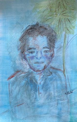 Amos At A Younger Age5.5” X 8.5”Watercolor, Conte Pencil, Pastel Pencils