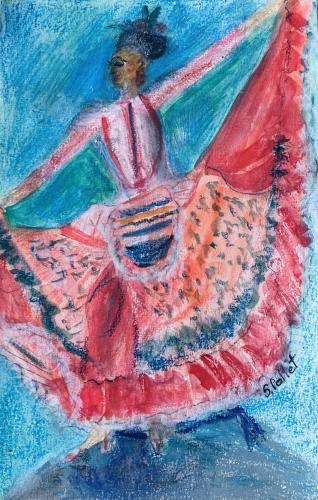 Brazilian Dancer 5.5” X 8.5”Watercolor and Pastel Pencils