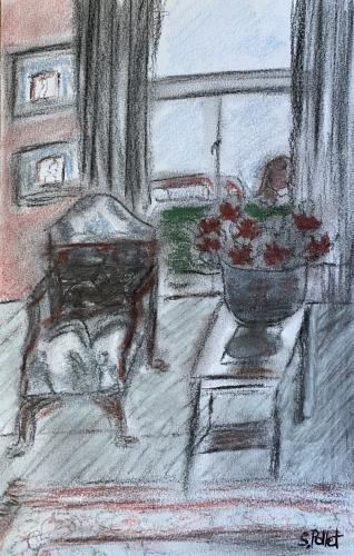 Hotel Lobby in London5.5” X 8.5”Conte and Pastel Pencils