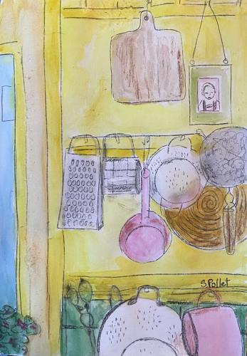 Dutch Kitchen Wall5.5” X 8.5”Watercolor, Graphite and Pastel Pencils