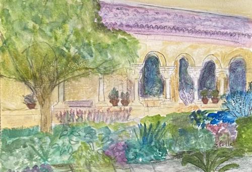 The Met Cloisters NYC7” X 10”Watercolor, Pastel Pencils and Graphite Pencil