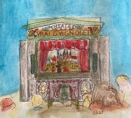 Puppet Theatre Lyon, France9” X 12”Acrylic, Gouache, Pastel Pencils, and Graphite