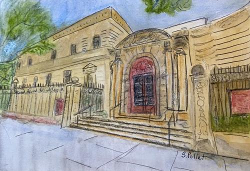 The Frick Museum in NYC7” X 10”Watercolor, Pastel Pencils and Graphite Pencil