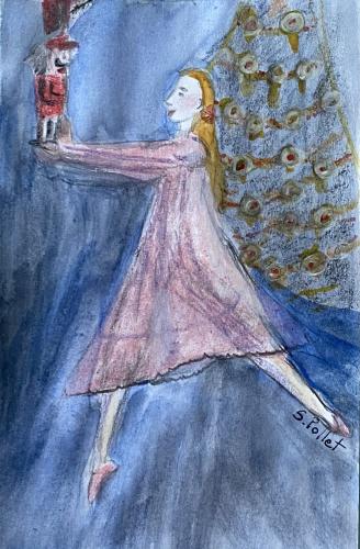 Nutcracker Ballet5.5” X 8.5”Watercolor and Pastel Pencils