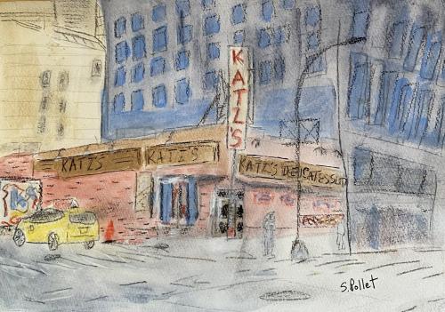 Katz’s Delicatessen Lower East Side NYC7”X10”Acrylic, Pastel Pencils, and Graphite 