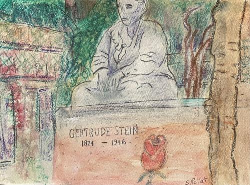 The Gertrude Stein Monument in Bryant Park, NYC7”X10”Watercolor, Pastel Pencils and Graphite Pencil