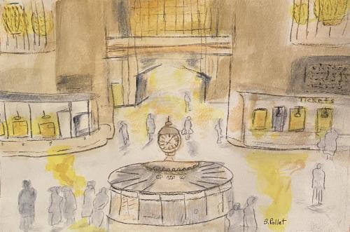 Grand Central Station Interior NYC7”X10”Acrylic, Pastel Pencils, and Graphite 