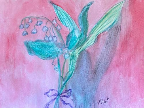 May Day Petite Bouquet7”X10”Watercolor, Pastel Pencils and Graphite Pencil