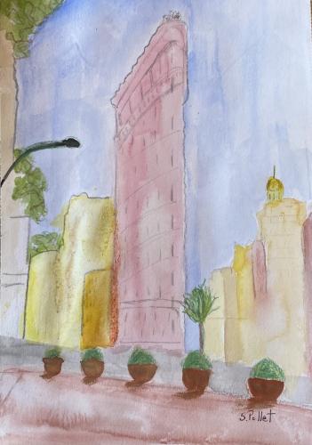 The Flatiron Building NYC7” X 10”Watercolor, Pastel Pencils and Graphite Pencil