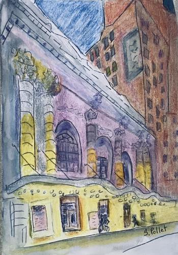 The Lyceum Theater in NYC7” X 10”Watercolor, Pastel Pencils and Graphite Pencil
