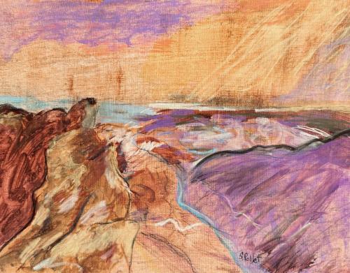 Rock Plateau, Israel9” X 12”Acrylic, Gouache, Pastel Pencils, and Graphite