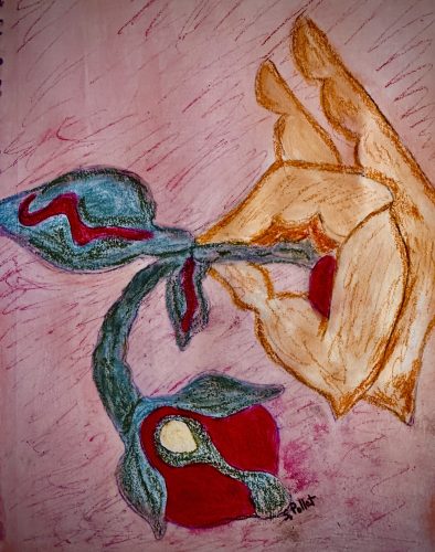 No Prick Touch7”X10”Acrylics and Pastels on Paper