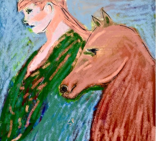 Merging of Woman and Horse