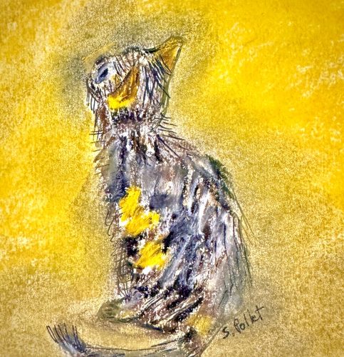 Cat Series: Looking Up5.5”X 8.5”Pastels on Paper