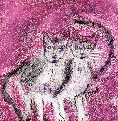 Cat Series: Two Becoming One5.5”X 8.5”Pastels on Paper