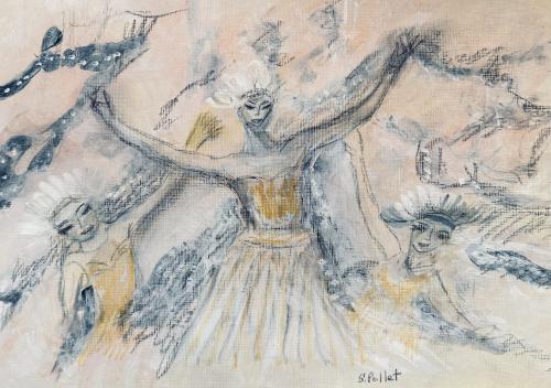 NYC Series: Ballet9” X 12”Acrylic, Gouache, Pastel Pencils, Ink and Graphite