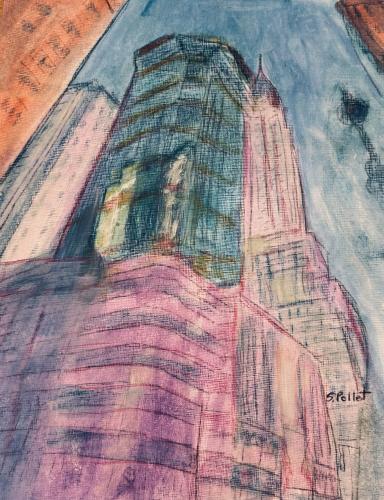NYC Series:  Lexington Avenue9” X 12”Acrylic, Gouache, Pastel Pencils, Ink and Graphite
