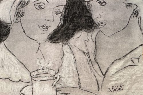 Comfort In A Cup7”X10”Graphite and Pastels on Paper
