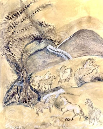 Asian Series:  Betting On The Wrong Horse7”X10”Acrylics and Pastels on Paper