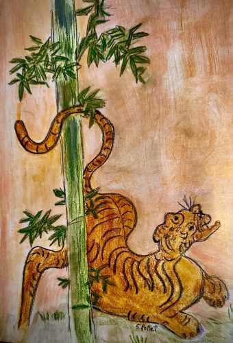 Asian Series: Tales of Tails7”X10”Acrylics and Pastels on Paper