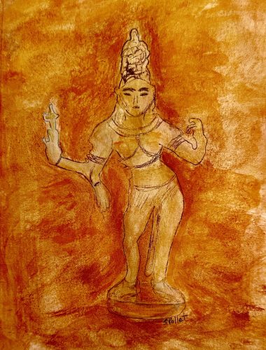 Asian Series:  An Extra Hand7”X10”Acrylics and Pastels on Paper