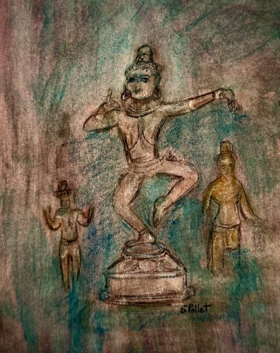Asian Series:  Keep Dancing7”X10”Acrylics and Pastels on Paper