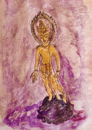 Asian Series: Hands Big Enough To Embrace7”X10”Acrylics and Pastels on Paper