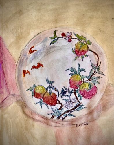 Asian Series:  Porcelain Appreciation7”X10”Acrylics and Pastels on Paper