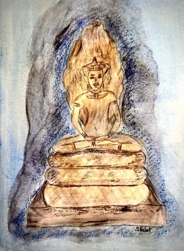 Asian Series:  Calm The Snake7”X10”Acrylics and Pastels on Paper
