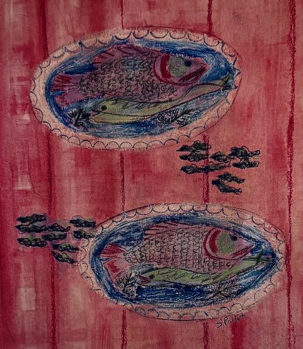 Fish Platters, Knife Rests7”X10”Acrylics and Pastels on Paper