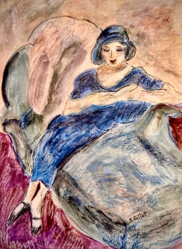 Reading Time7”X10”Acrylics and Pastels on Paper