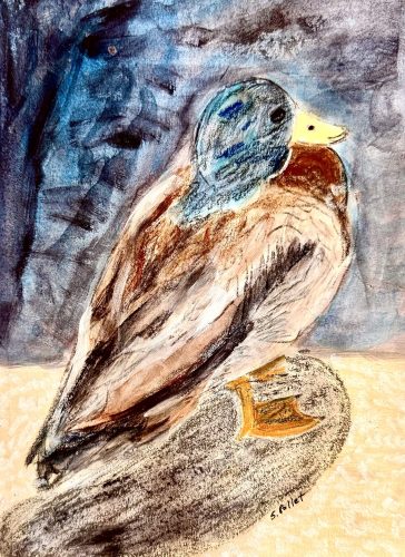 Bird in Paradise7”X10”Acrylics and Pastels on Paper