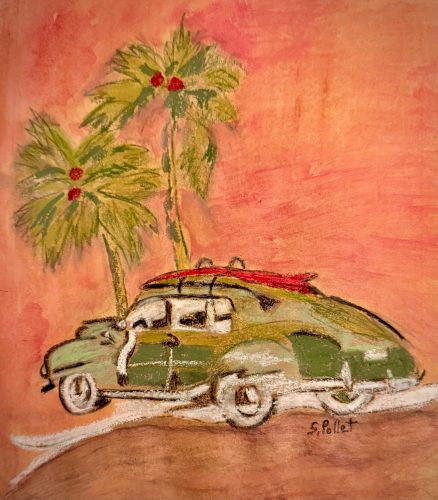 Vintage Palms7”X10”Acrylics and Pastels on Paper