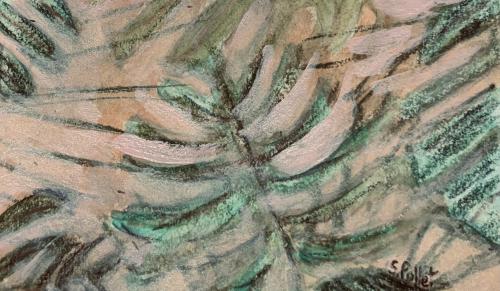 Palm Leaves5”X8”Acrylic, Gouache, Pastel Pencils