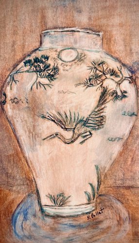 Asian Series: Flying Bird7”X10”Acrylics and Pastels on Paper