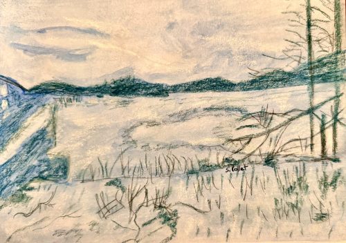 Ice On The River7”X10”Acrylics and Pastels on Paper