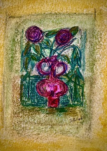 Flower Series: Tubular Vase7”X10”Acrylics and Pastels on Paper