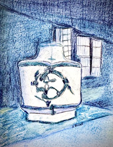 Asian Series: Pottery By A Window7”X10”Acrylics and Pastels on Paper