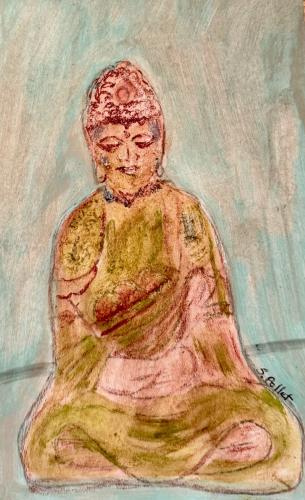 Buddha Beckons5.5”X 8.5”Acrylic, Gouache, Pastel Pencils