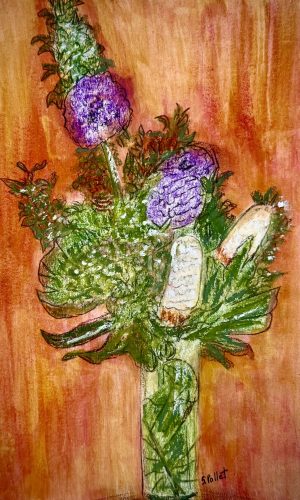Floral Series: NYC Restaurant Bouquet7”X10”Acrylics and Pastels on Paper