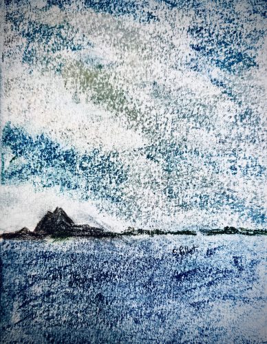 Volcanic Island7”X10”Acrylics and Pastels on Paper