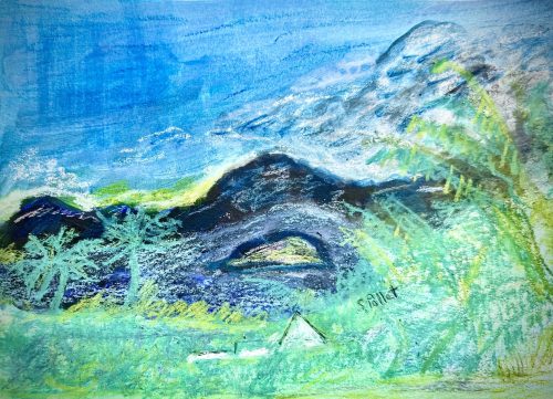 Little and Big Rock7”X10”Acrylics and Pastels on Paper