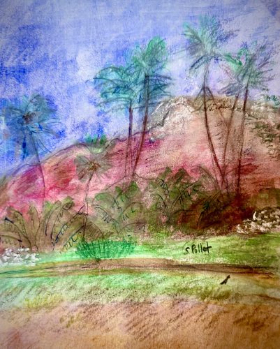 Pink Mountains7”X10”Acrylics and Pastels on Paper