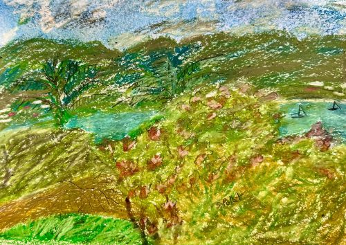 Paradise View7”X10”Acrylics and Pastels on Paper