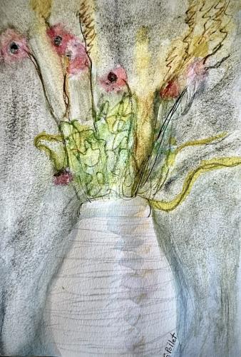 Dried Arrangement5.5”X8.5”Watercolor, Watercolor Pencils